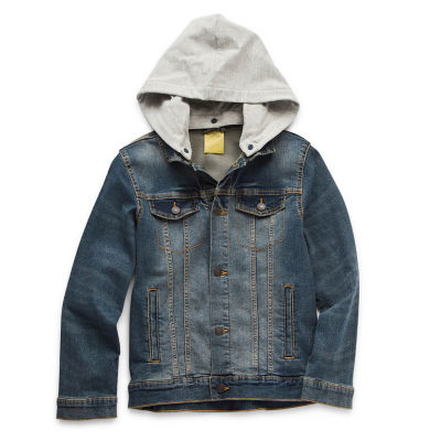 Thereabouts Hooded Little & Big Boys Denim Jacket, Color: Medium Wash ...