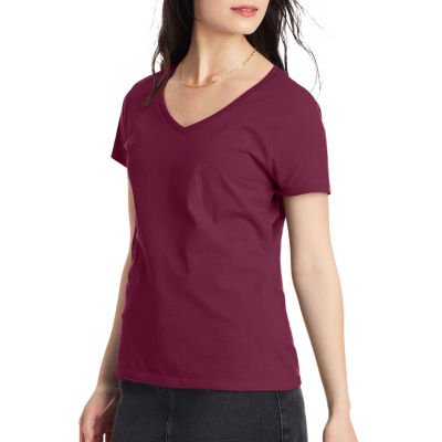 Hanes Womens V Neck Short Sleeve Active T-Shirt