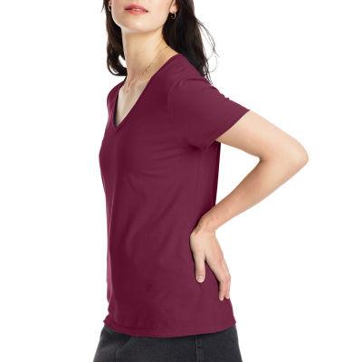 Hanes Womens V Neck Short Sleeve Active T-Shirt