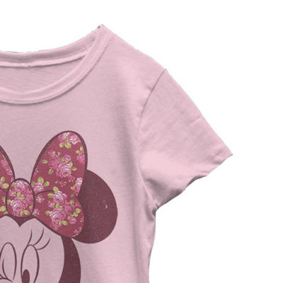 Little & Big Girls Disney Crew Neck Short Sleeve Minnie Mouse Graphic T-Shirt