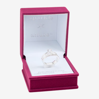 Sparkle Allure Delicate 3-pc. Cubic Zirconia Pure Silver Over Brass Bridal Set