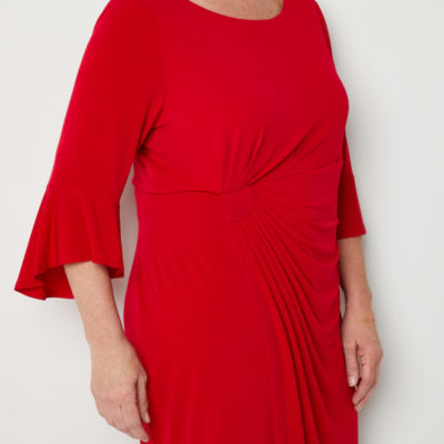 Connected Apparel Plus 3/4 Bell Sleeve Sheath Dress