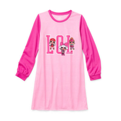 Little & Big Girls LOL Round Neck Long Sleeve Nightgown