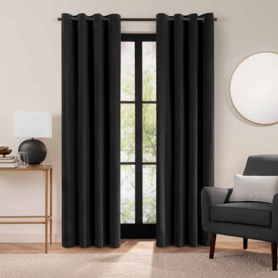 Eclipse Luxury Cotton Velvet Grommet Top Energy Saving 100% Blackout Single Curtain Panel