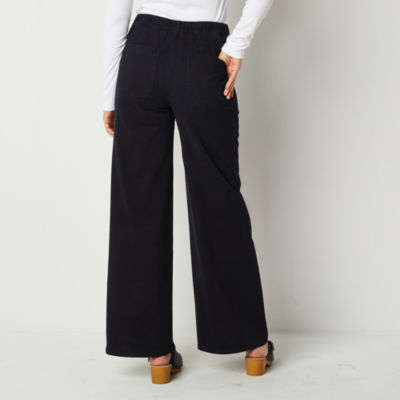 ana Womens Pants Size 12 Black High Rise Straight Button Fly Chino Bottoms