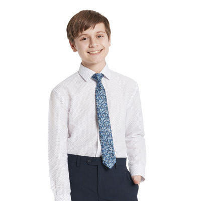 Collection By Michael Strahan Big Boys Spread Collar Long Sleeve Shirt + Tie Set