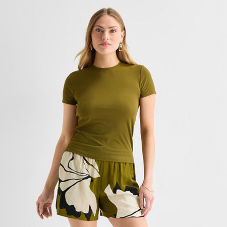 Worthington Womens Crew Neck Short Sleeve T-Shirt, Petite Xx-large, Green
