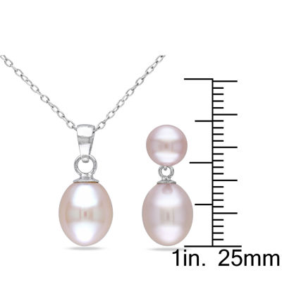 Pink Cultured Freshwater Rice Pearl Button Earrings & Pendant Necklace 2-pc. Set
