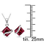 Lab-Created Ruby Sterling Silver Earrings & Pendant Necklace 2-Piece Set