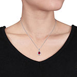Lab-Created Ruby & White Sapphire Earrings & Pendant Necklace 2-Piece Set