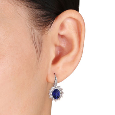 Lab-Created Blue Sapphire and Diamond Sterling Silver Earring, Ring, and Pendant Necklace 3-Piece Set 