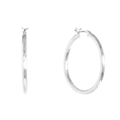 Liz Claiborne® Silver-Tone Textured Hoop Earrings