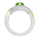 Womens Genuine Green Peridot 10K Gold Over Silver Cocktail Ring