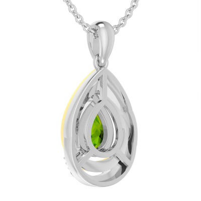 Womens Genuine Green Peridot 10K Gold Over Silver Pendant Necklace