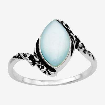 Silver Treasures Mother Of Pearl Sterling Silver Bypass  Cocktail Ring