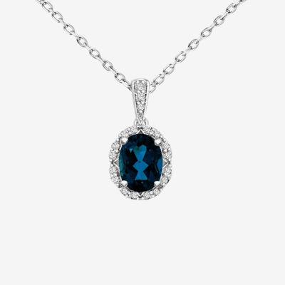 Womens Genuine Topaz Sterling Silver Pendant Necklace