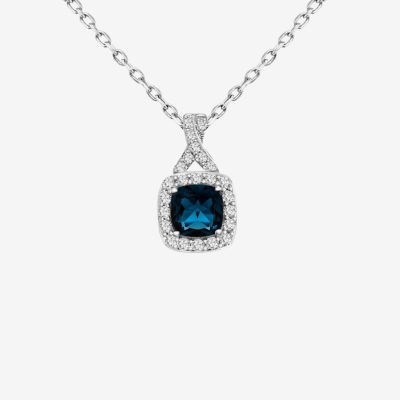 Womens Genuine Topaz Sterling Silver Pendant Necklace