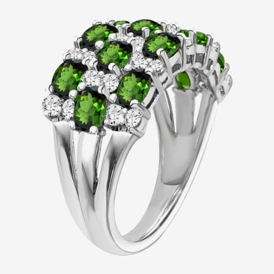 2.5MM Genuine Green Chrome Diopside Sterling Silver Band