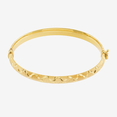 Diamond Cut 14K Two Tone Gold Over Silver Bangle Bracelet