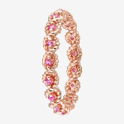 Womens Lab Created Pink Sapphire 10K Rose Gold Stackable Ring