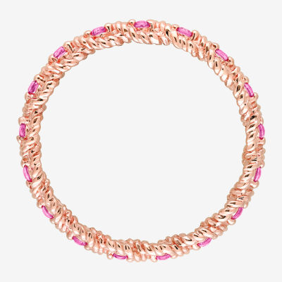 Womens Lab Created Pink Sapphire 10K Rose Gold Stackable Ring