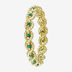 Womens Lab Created Green Emerald 10K Gold Stackable Ring