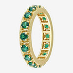 Womens Lab Created Green Emerald 18K Gold Over Silver Stackable Ring