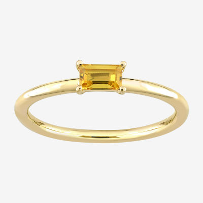 Womens Genuine Yellow Sapphire 10K Gold Stackable Ring