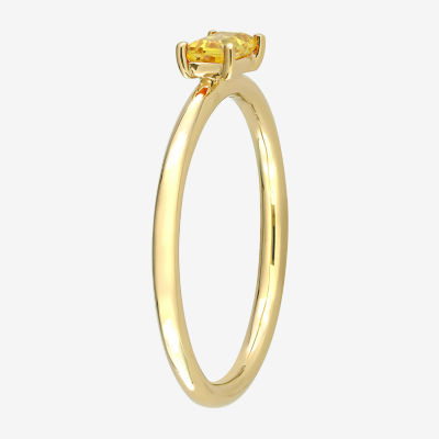 Womens Genuine Yellow Sapphire 10K Gold Stackable Ring