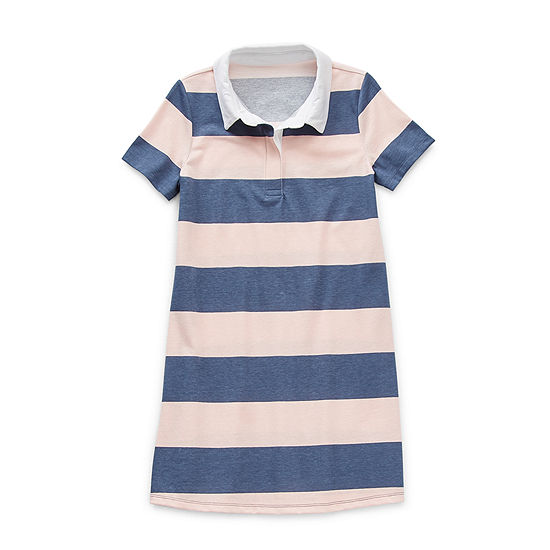 Thereabouts Little & Big Girls Adaptive Elbow Sleeve Tie Sleeve Striped T-Shirt Dress