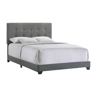 Addyson Upholstered Tufted Platform Bed, Color Gunmetal JCPenney