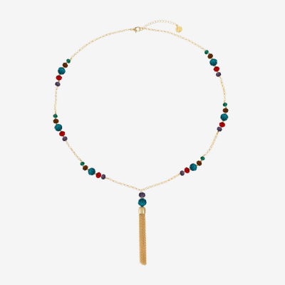 Liz Claiborne Tassel Womens Zinc Round Pendant Necklaces