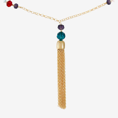 Liz Claiborne Tassel Womens Zinc Round Pendant Necklaces