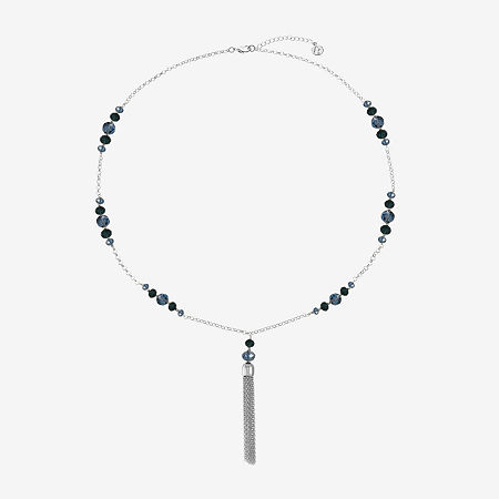 Liz Claiborne Tassel Womens Zinc Round Pendant Necklaces, One Size, Blue