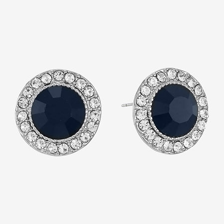 Monet Jewelry Glass Halo 14.2mm Round Stud Earrings, One Size, Blue