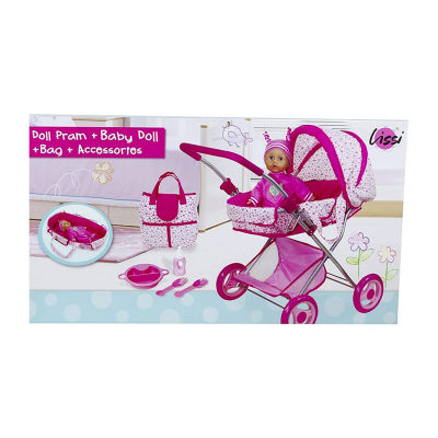 Lissi Deluxe Doll Pram With Baby Doll Baby Play