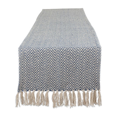 Design Imports French Blue Chevron Handloom Table Runners, One Size, Blue