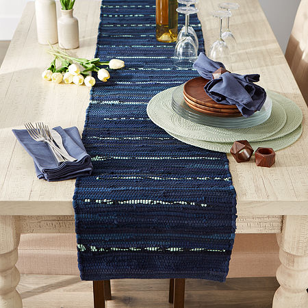 Design Imports Multi Nautical Blue Chindi Rag Runner, One Size, Blue