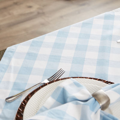 Design Imports Light Blue Buffalo Check Tablecloth