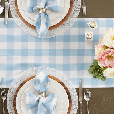 Design Imports Light Blue Buffalo Check Runner
