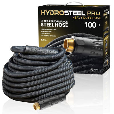 Hydrosteel Pro 100 Ft Heavy Duty Crush Resistant Brass Fitting Garden Hose