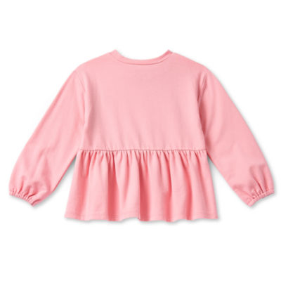 Okie Dokie Toddler & Little Girls Round Neck Long Sleeve Peplum Top