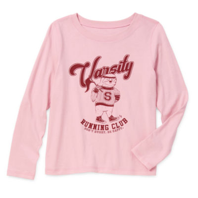 Thereabouts Little & Big Kid Girls Sensory Friendly Round Neck Long Sleeve Adaptive Regular Fit Graphic T-Shirt