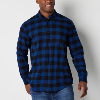 St. John's Bay Dexterity Big and Tall Mens Easy-on + Easy-off Adaptive Regular Fit Long Sleeve Flannel Shirt