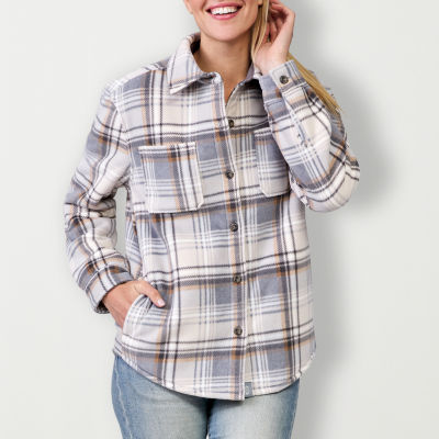 Free Country Womens Lined Sherpa Lightweight Shirt Jacket