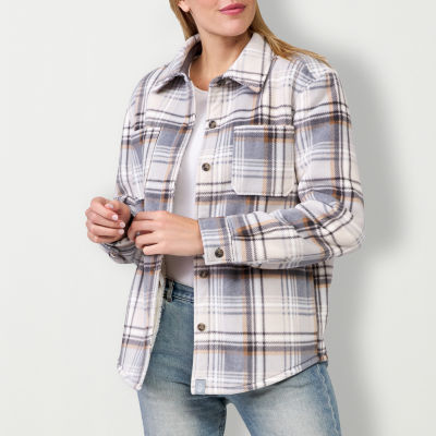 Free Country Womens Lined Sherpa Lightweight Shirt Jacket