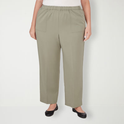 Alfred Dunner-Plus Short Tuscan Sun Womens Mid Rise Straight Pull-On Pants