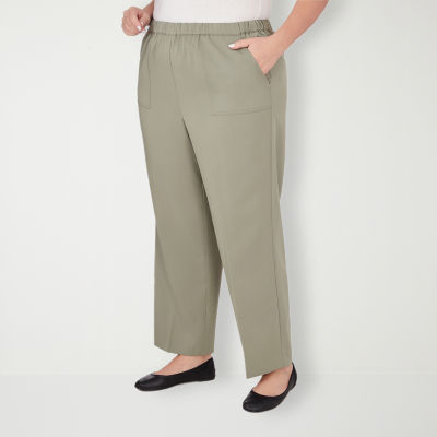 Alfred Dunner-Plus Short Tuscan Sun Womens Mid Rise Straight Pull-On Pants