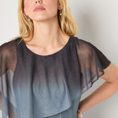 Danny & Nicole Womens Short Sleeve Ombre Midi Fit + Flare Dress