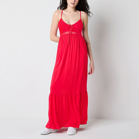 Arizona Womens Sleeveless Juniors Maxi Dress, Large, Red